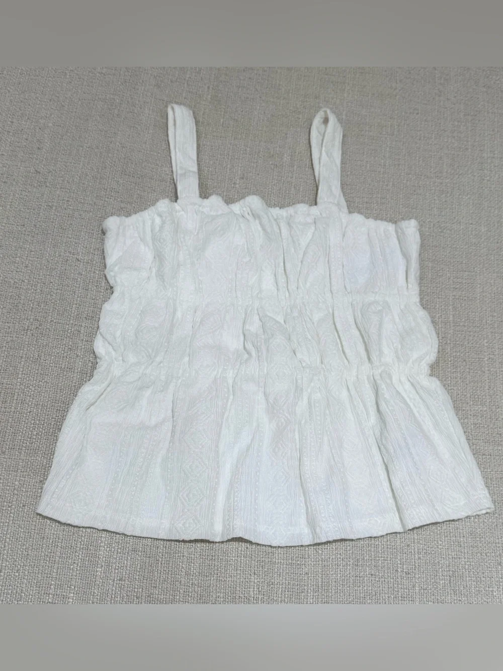 Carter’s Girls Size 12 White Smocked Peplum Textured Cami Top NWT